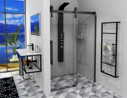 BLACK drzwi prysznicowe 1200 mm, szkło czyste