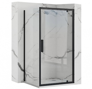 Rea Rapid Swing kabina prysznicowa 70x80 cm prostokątna czarny półmat/szkło przezroczyste