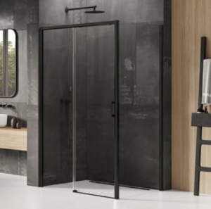 New Trendy Prime Black kabina prysznicowa 160x70 cm prostokątna przyścienna lewa czarny półmat/szkło przezroczyste